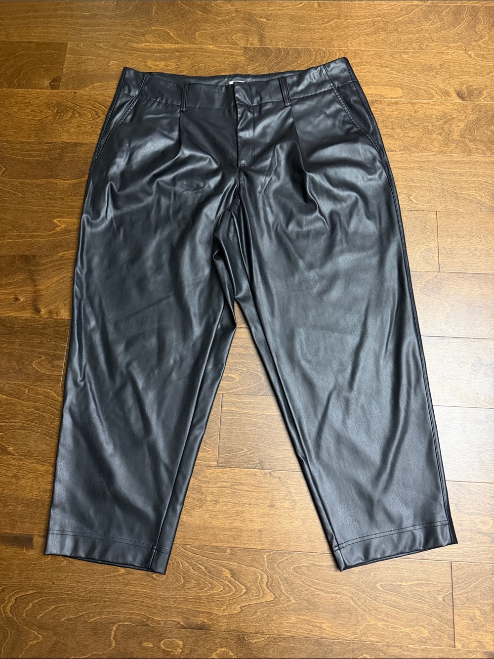 a new day Black Faux Leather Trousers